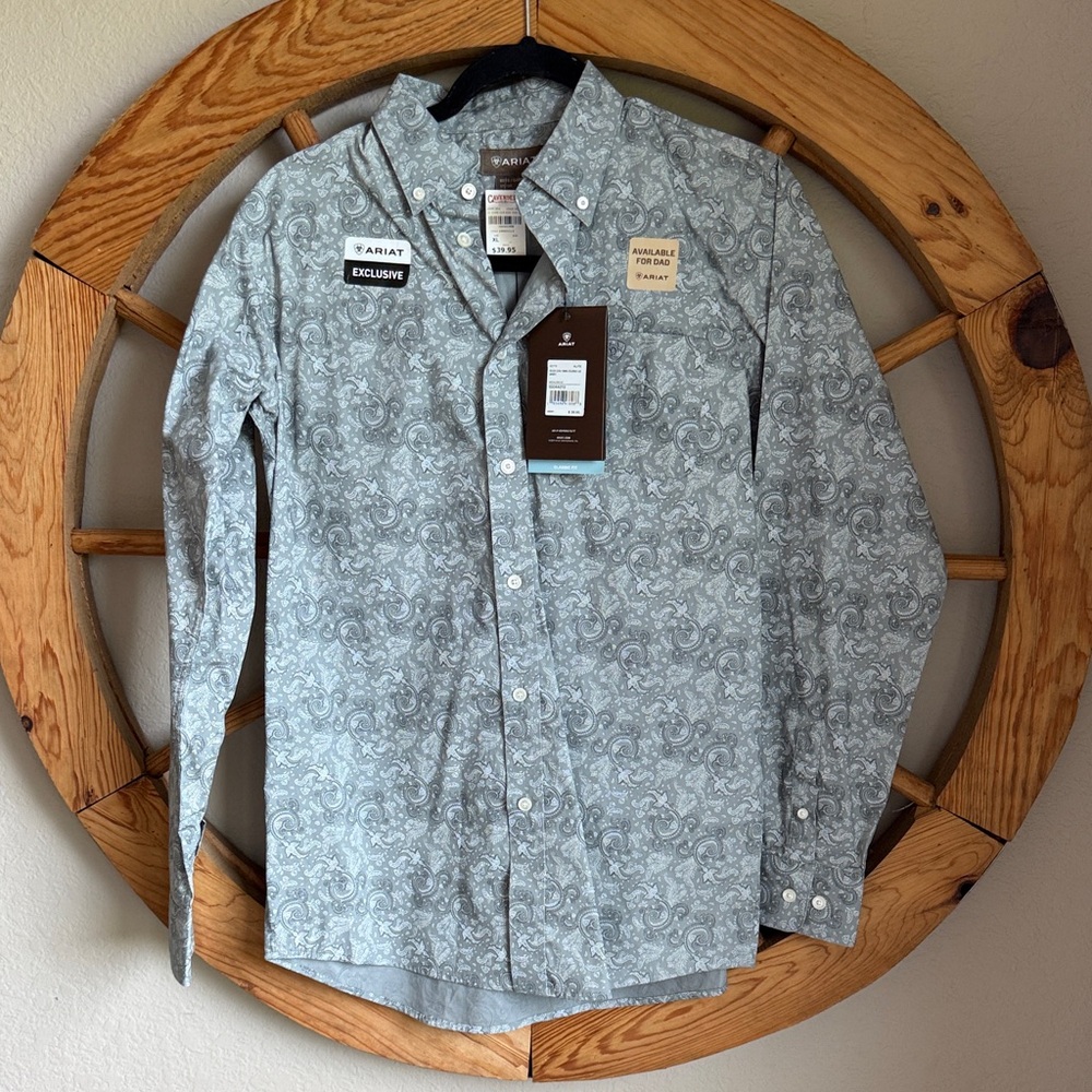 Ariat Light Gray Paisley Kids Button-Down Shirt